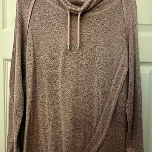 Chelsea & Theodore Women's Cowl Neck Sweater in Heathered Mauve.